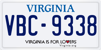 VA license plate VBC9338
