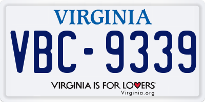 VA license plate VBC9339