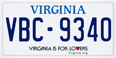 VA license plate VBC9340