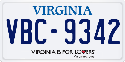 VA license plate VBC9342