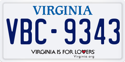 VA license plate VBC9343