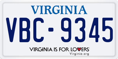 VA license plate VBC9345