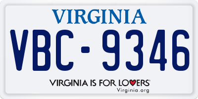 VA license plate VBC9346