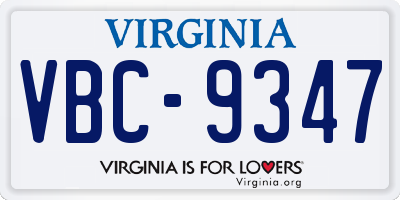VA license plate VBC9347