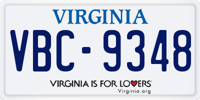 VA license plate VBC9348