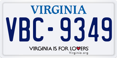 VA license plate VBC9349