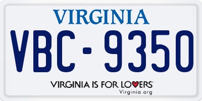 VA license plate VBC9350