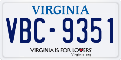 VA license plate VBC9351