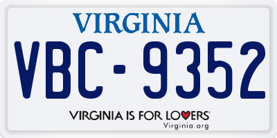 VA license plate VBC9352