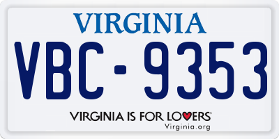 VA license plate VBC9353