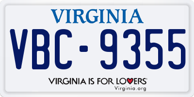 VA license plate VBC9355