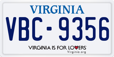 VA license plate VBC9356