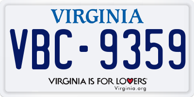 VA license plate VBC9359
