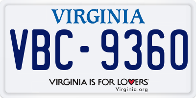 VA license plate VBC9360