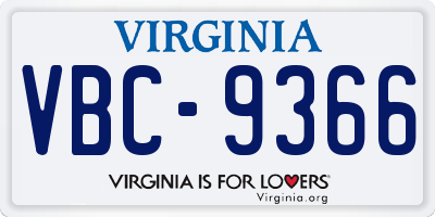 VA license plate VBC9366
