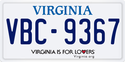 VA license plate VBC9367