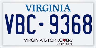 VA license plate VBC9368