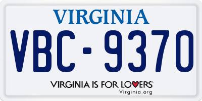 VA license plate VBC9370