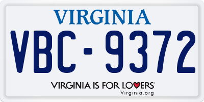 VA license plate VBC9372