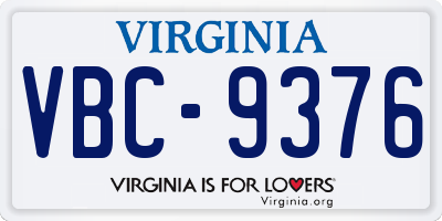 VA license plate VBC9376