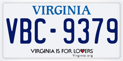 VA license plate VBC9379