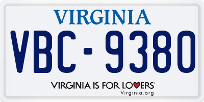 VA license plate VBC9380