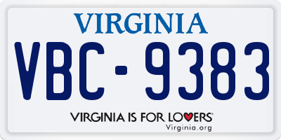 VA license plate VBC9383
