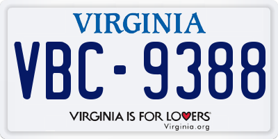 VA license plate VBC9388