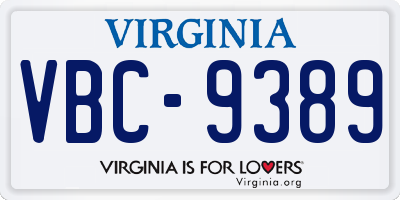 VA license plate VBC9389