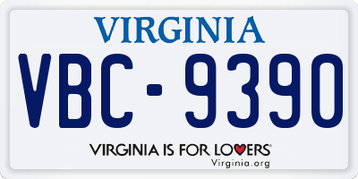 VA license plate VBC9390