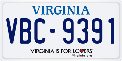 VA license plate VBC9391