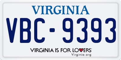 VA license plate VBC9393