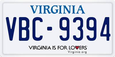 VA license plate VBC9394