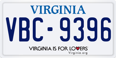 VA license plate VBC9396