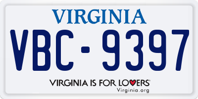 VA license plate VBC9397