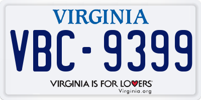 VA license plate VBC9399