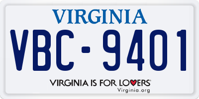 VA license plate VBC9401