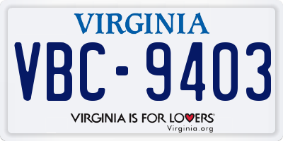 VA license plate VBC9403