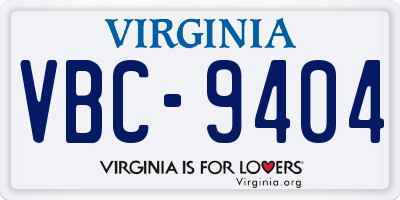 VA license plate VBC9404