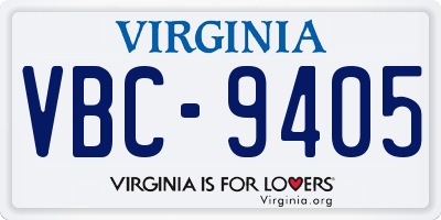 VA license plate VBC9405