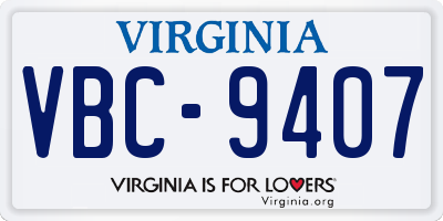 VA license plate VBC9407