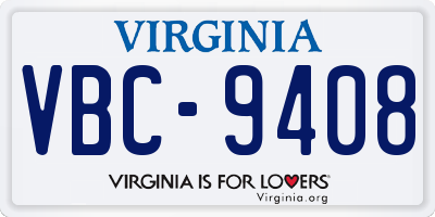 VA license plate VBC9408