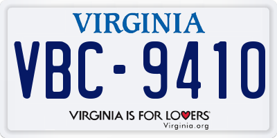 VA license plate VBC9410