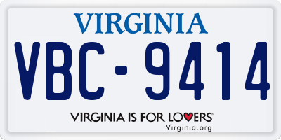 VA license plate VBC9414