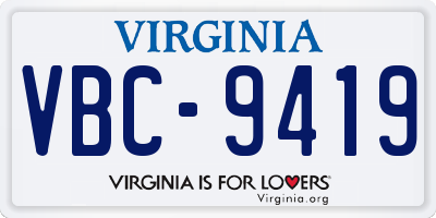 VA license plate VBC9419