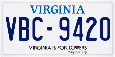 VA license plate VBC9420
