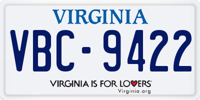 VA license plate VBC9422