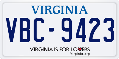 VA license plate VBC9423