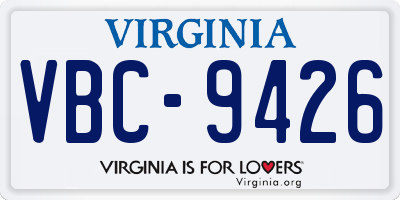 VA license plate VBC9426