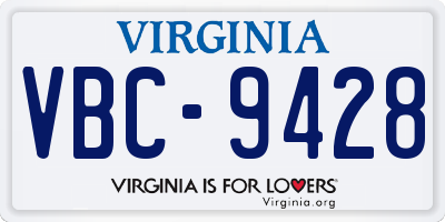 VA license plate VBC9428